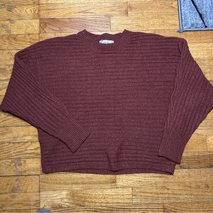Pink Rose | Maroon Brown Cropped Knit Sweater | Cozy Oversized Fit